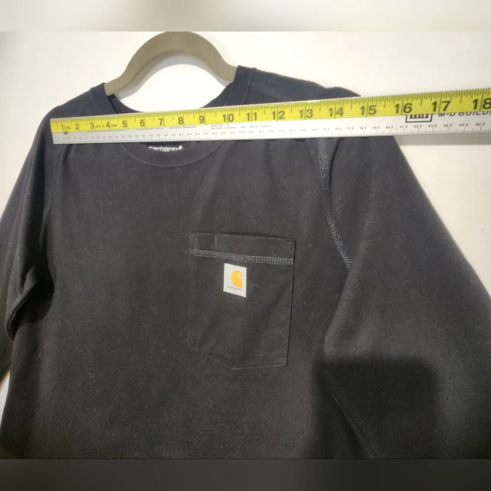 Carhartt Women's Black Long Sleeve Shirt with Logo On Pocket Size M - Picture 2 of 6
